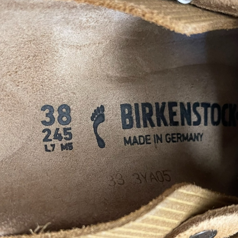 NIB Birkenstock Boston Clog Suede Embossed Corduroy Cork Brown Size 38 Narrow - Picture 6 of 9